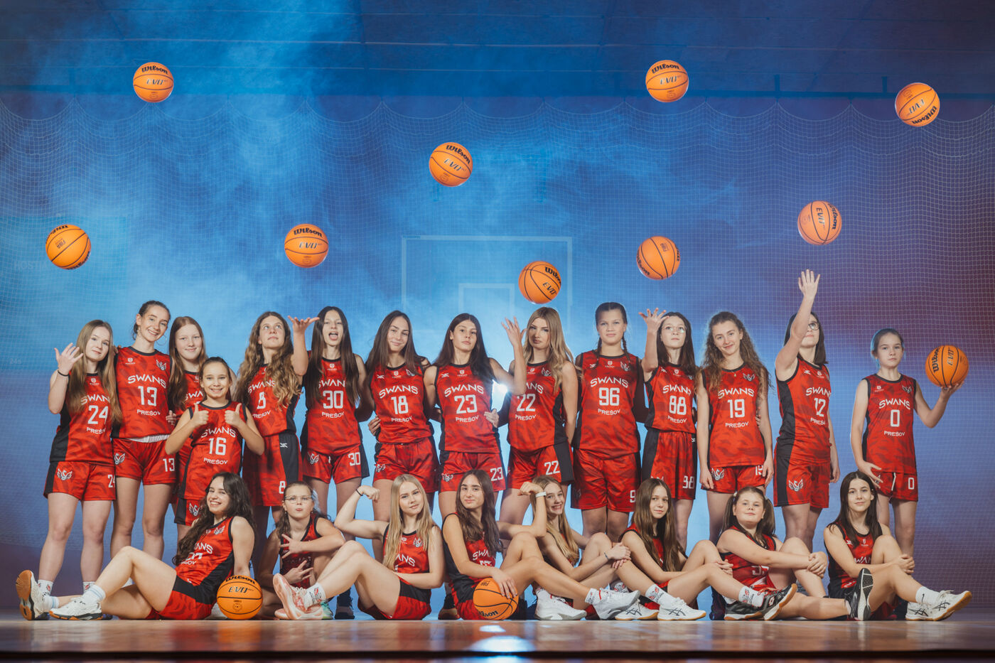 Girls playing basketball