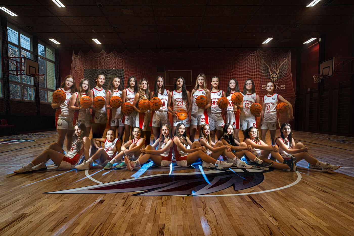 Girls playing basketball